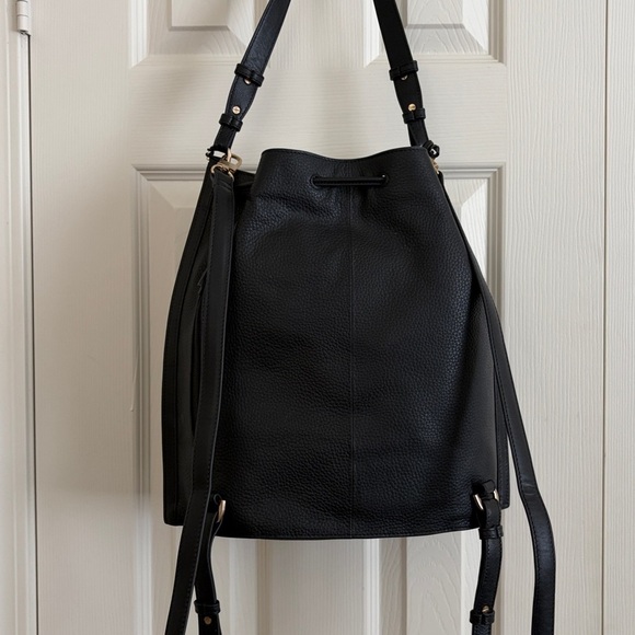 ⚡️ NWT Burkely Black Pebbled Leather Drawstring Backpack with Shoulder Strap ⚡️